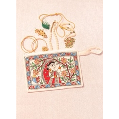 Beige Hand painted Madhubani potli bag-2