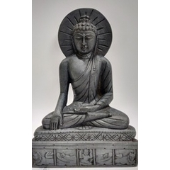 Black Budhha Sculpture with Halo