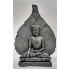 Black Budhha Sculpture with Pipal Leaf